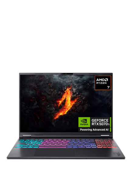 Acer Nitro 16S AI Gaming Laptop, AMD Ryzen AI 7 Processor, 32GB RAM, 1TB SSD, RTX 5070 Ti, 16” WQXGA, Black, Black