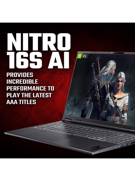 Acer Nitro 16S AI Gaming Laptop, AMD Ryzen AI 7 Processor, 32GB RAM, 1TB SSD, RTX 5070 Ti, 16” WQXGA, Black - view 2, Black