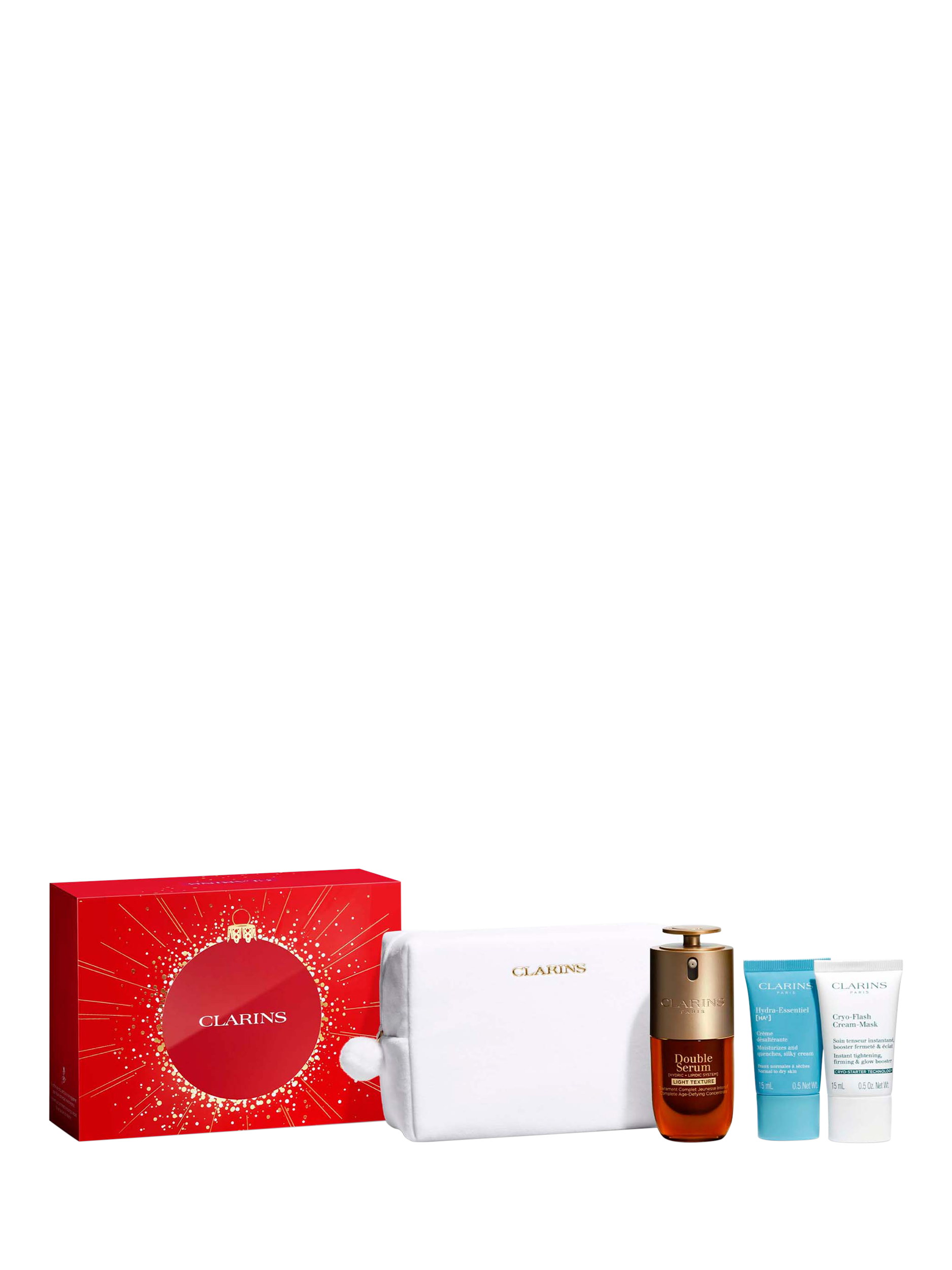 Product image 1 of 5, which shows Clarins Double Serum Light Collection Skincare Gift Set