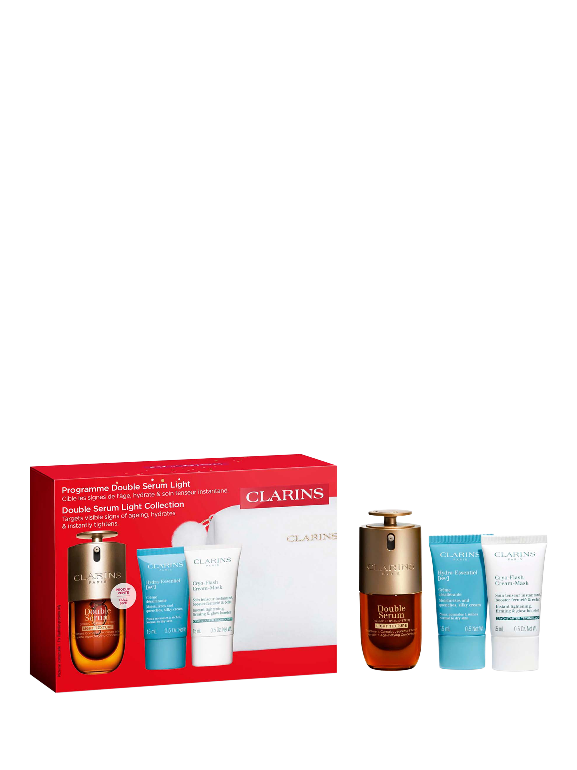 Product image 3 of 5, which shows Clarins Double Serum Light Collection Skincare Gift Set