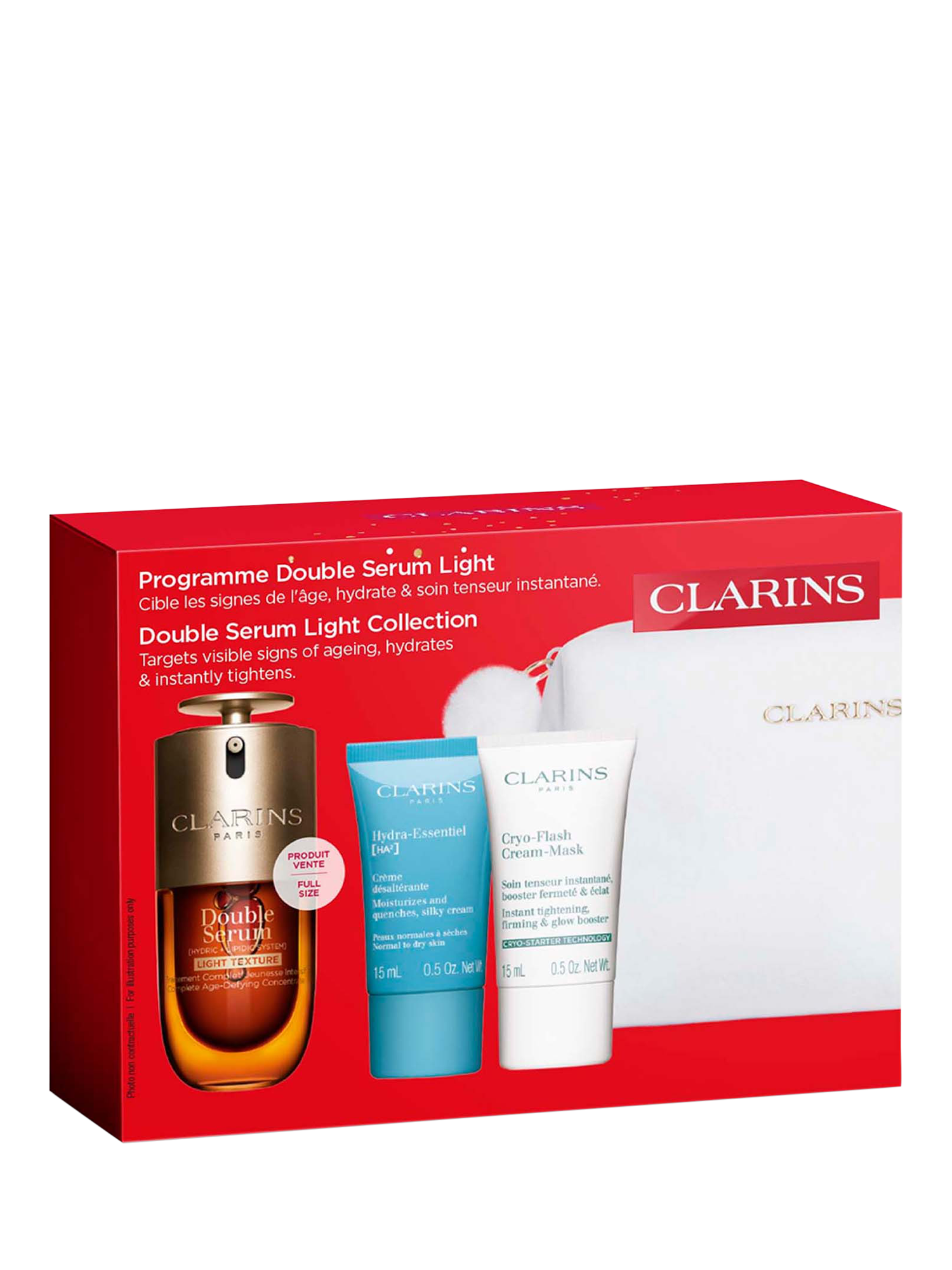 Product image 4 of 5, which shows Clarins Double Serum Light Collection Skincare Gift Set