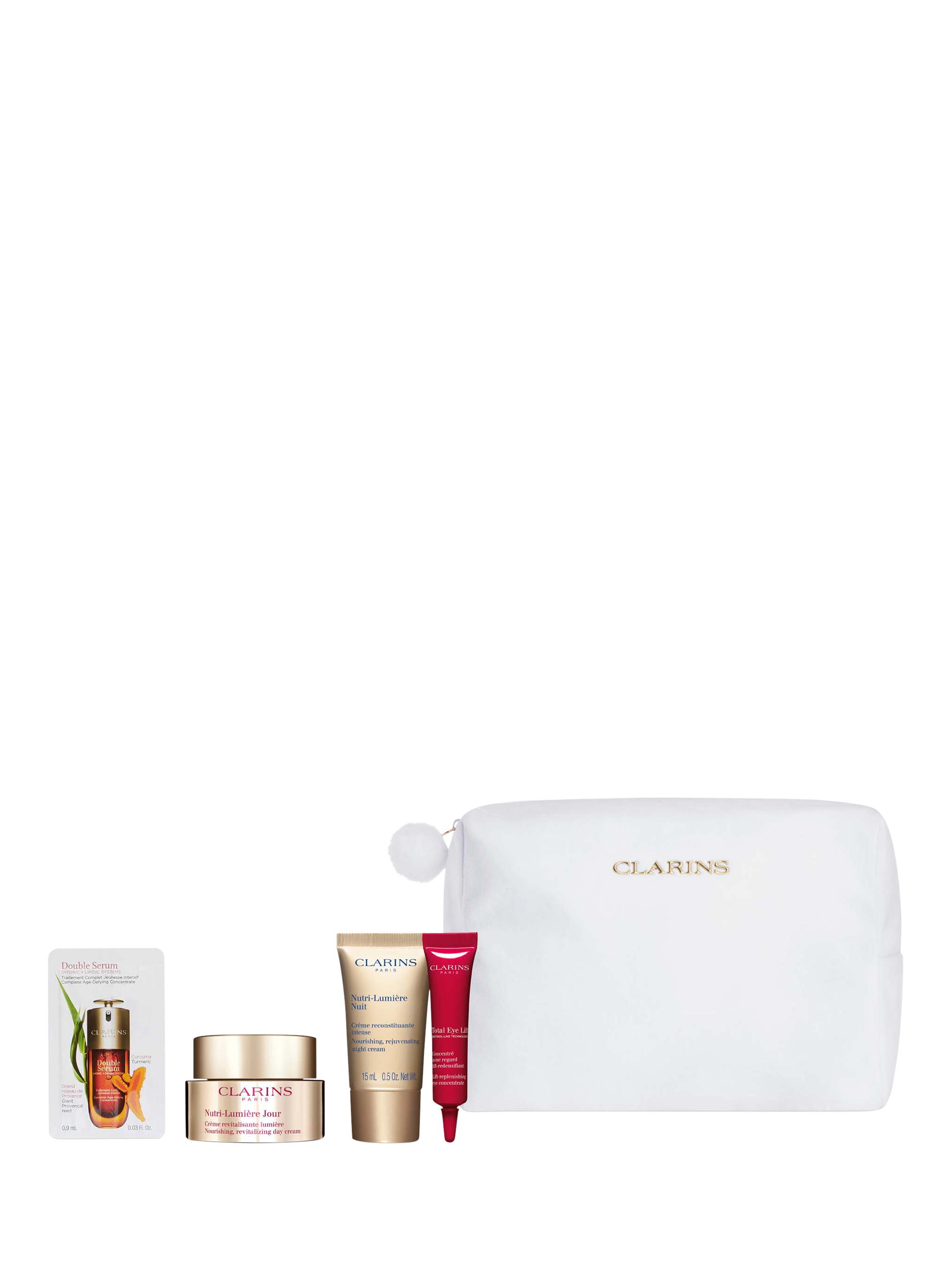 Product image 2 of 5, which shows Clarins Nutri-Lumière Collection Skincare Gift Set