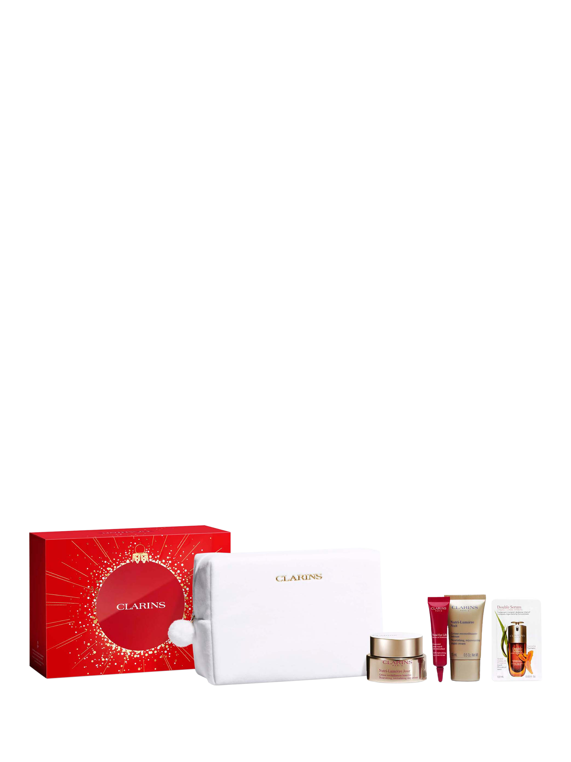Product image 1 of 5, which shows Clarins Nutri-Lumière Collection Skincare Gift Set
