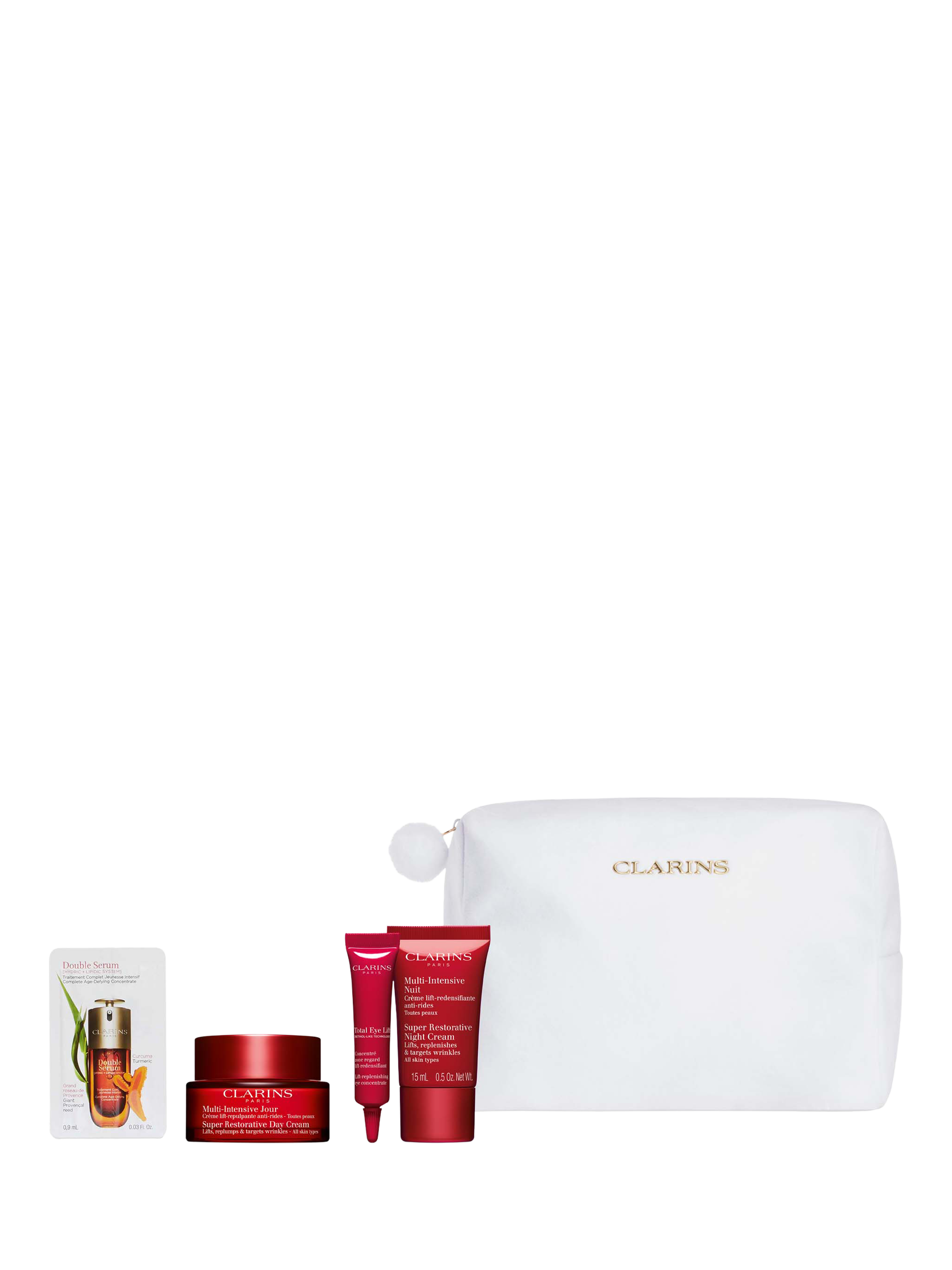 Product image 2 of 5, which shows Clarins Super Restorative Collection Skincare Gift Set