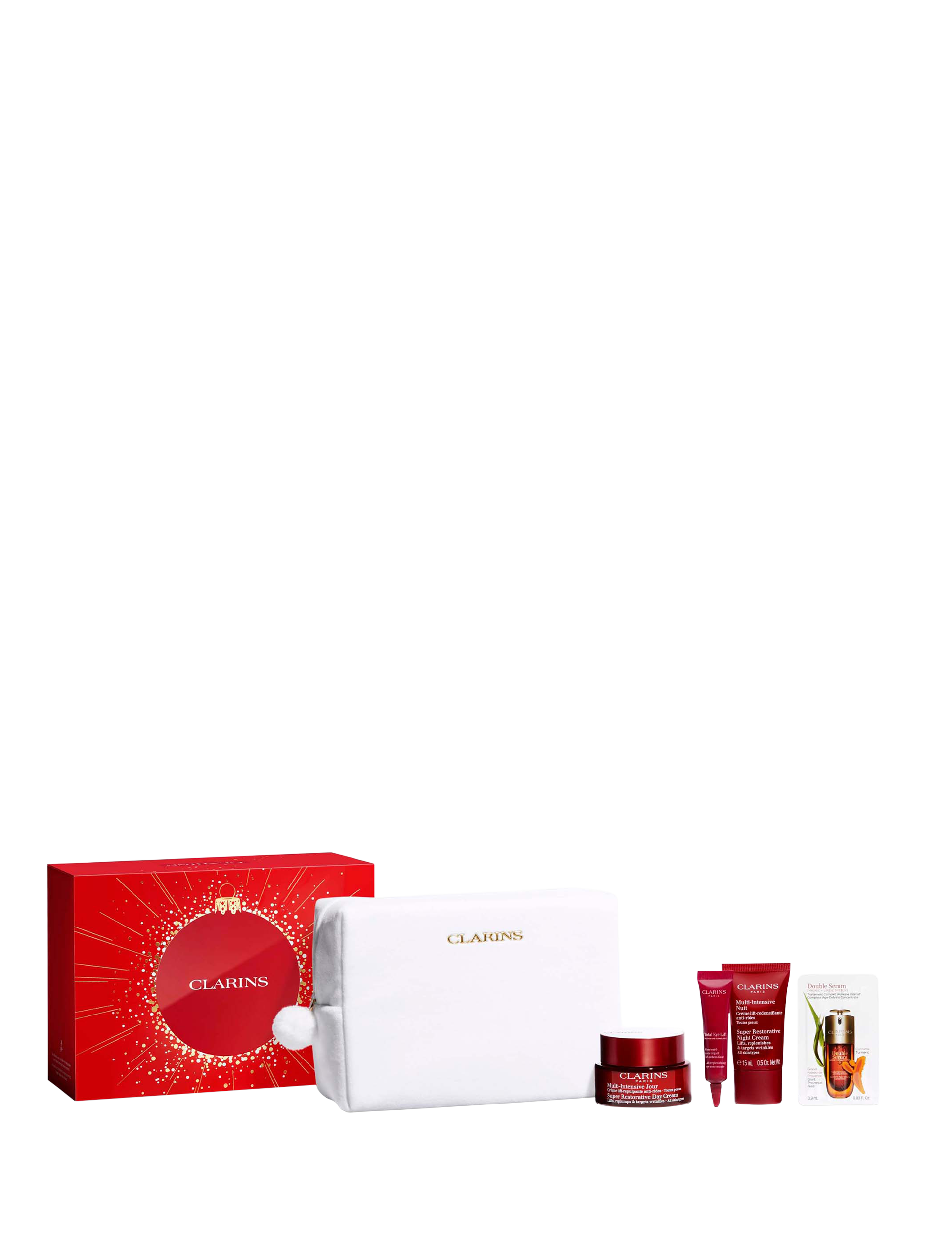 Product image 1 of 5, which shows Clarins Super Restorative Collection Skincare Gift Set