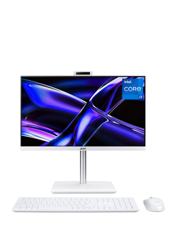 Acer Aspire C27-A All-in-One Desktop PC, Intel Core i7 Processor, 8GB RAM, 1TB SSD, 27" Full HD, White, White