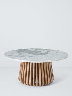 John Lewis Stave Marble Top Round Coffee Table, Natural, Natural