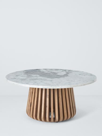 John Lewis Stave Marble Top Round Coffee Table, Natural, Natural
