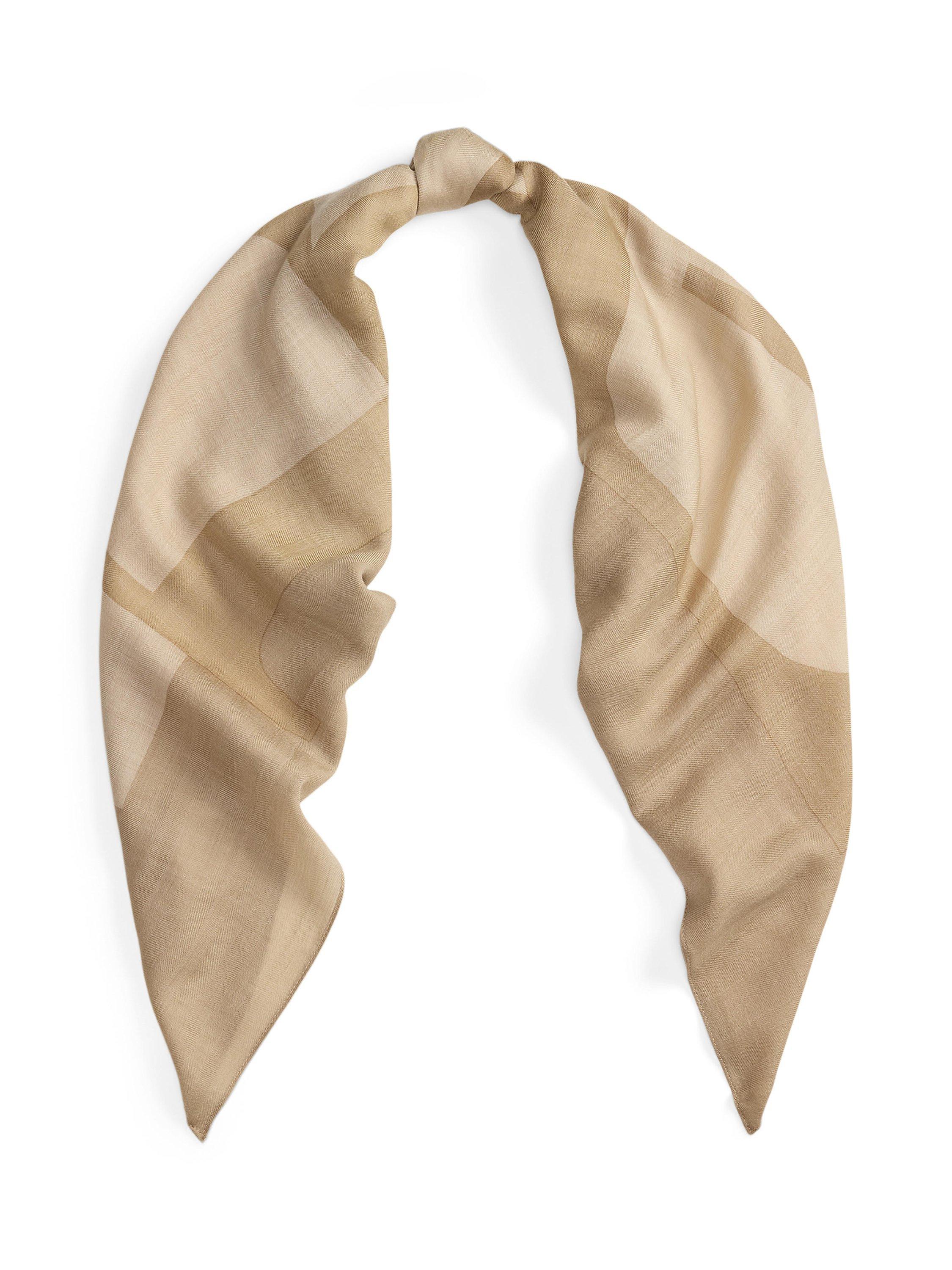 Lauren Ralph Lauren Logo Jacquard Wool Rich Square Scarf, Taupe