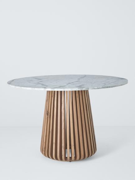 John Lewis Stave Marble Top 4 Seater Round Dining Table, Natural, Natural