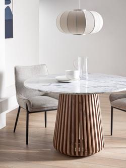 John Lewis Stave Marble Top 4 Seater Round Dining Table, Natural - view 2, Natural