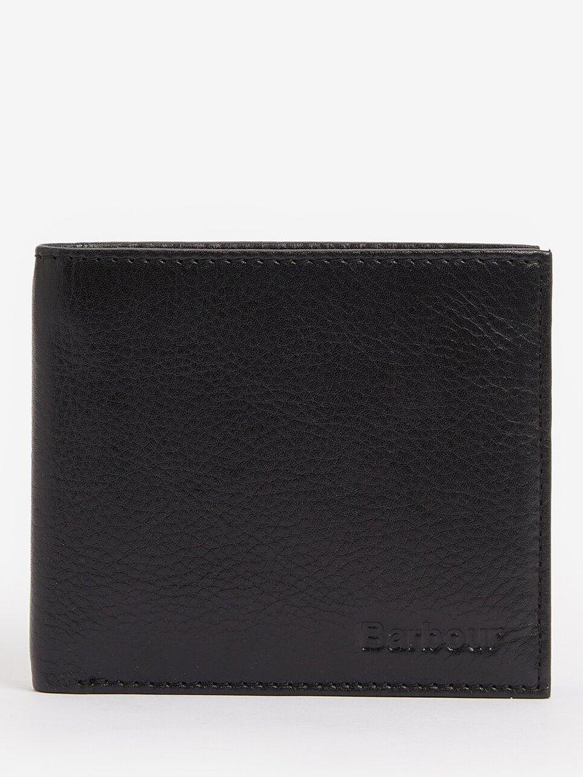 Product image 1 of 7, which shows Barbour Colwell Leather Billfold Wallet, Black/Classic