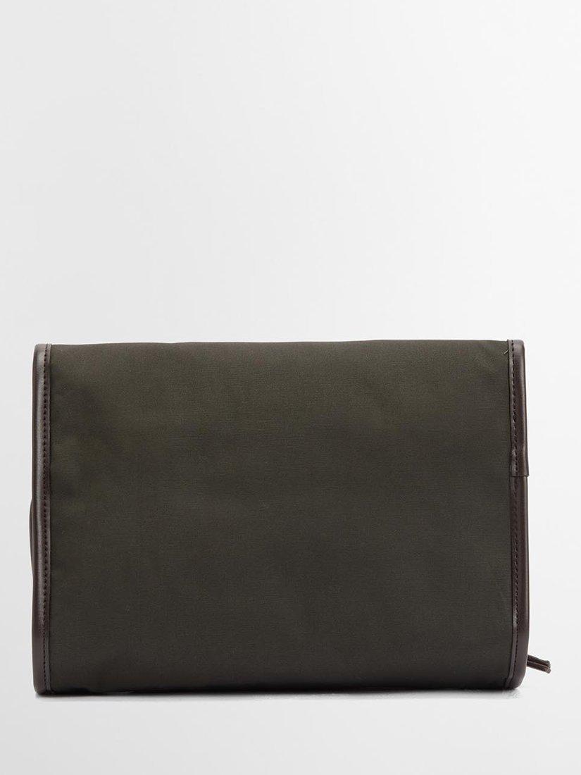 Product image 3 of 8, which shows Barbour Waxed Cotton Hanging Wash Bag, Olive