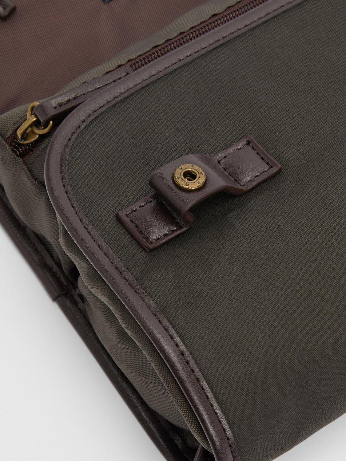 Product image 5 of 8, which shows Barbour Waxed Cotton Hanging Wash Bag, Olive