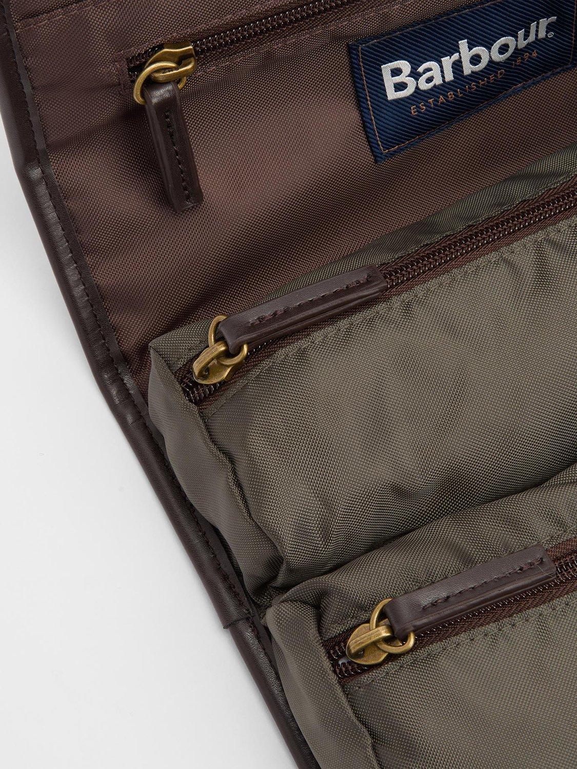 Product image 7 of 8, which shows Barbour Waxed Cotton Hanging Wash Bag, Olive