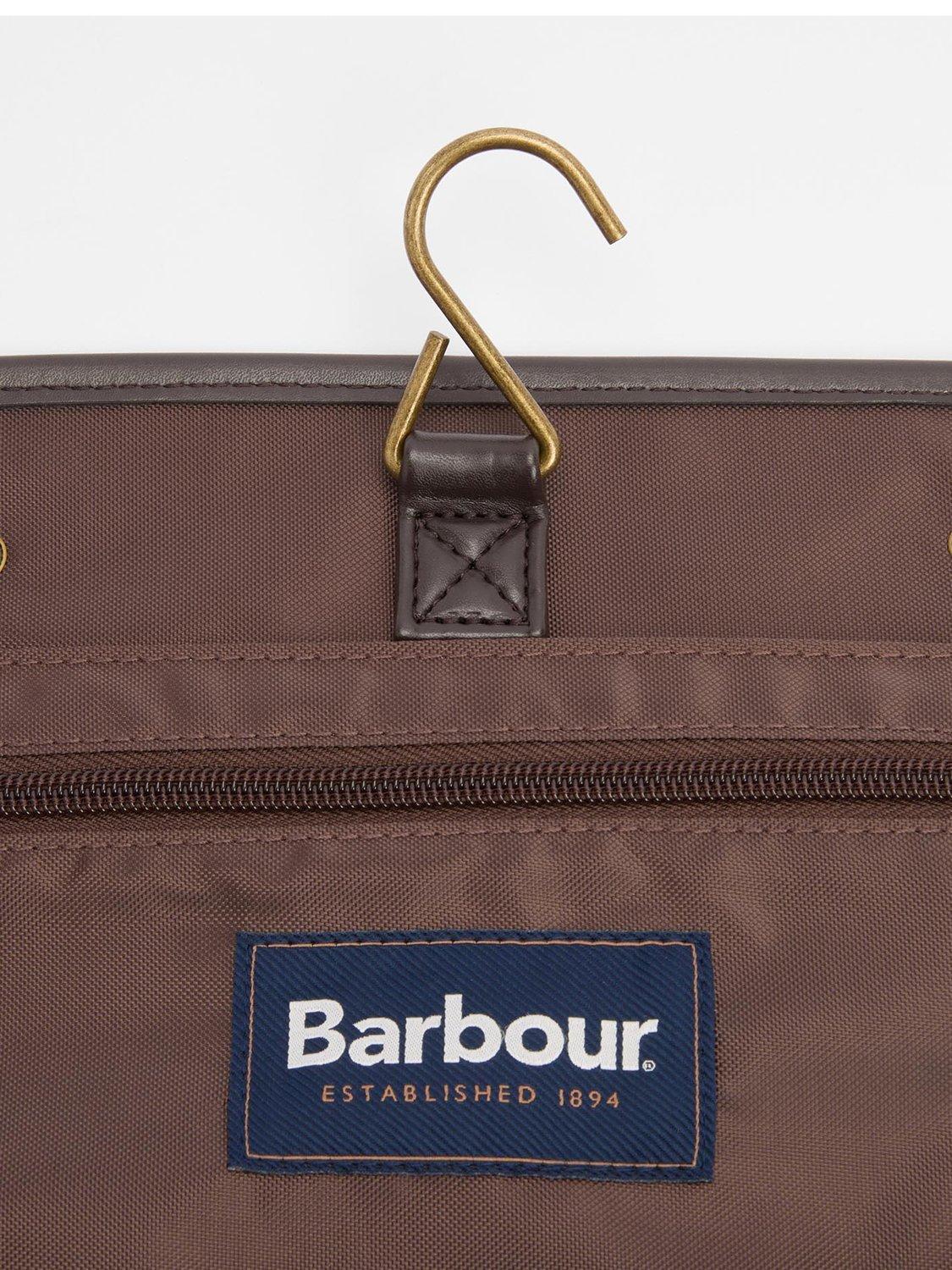 Product image 8 of 8, which shows Barbour Waxed Cotton Hanging Wash Bag, Olive