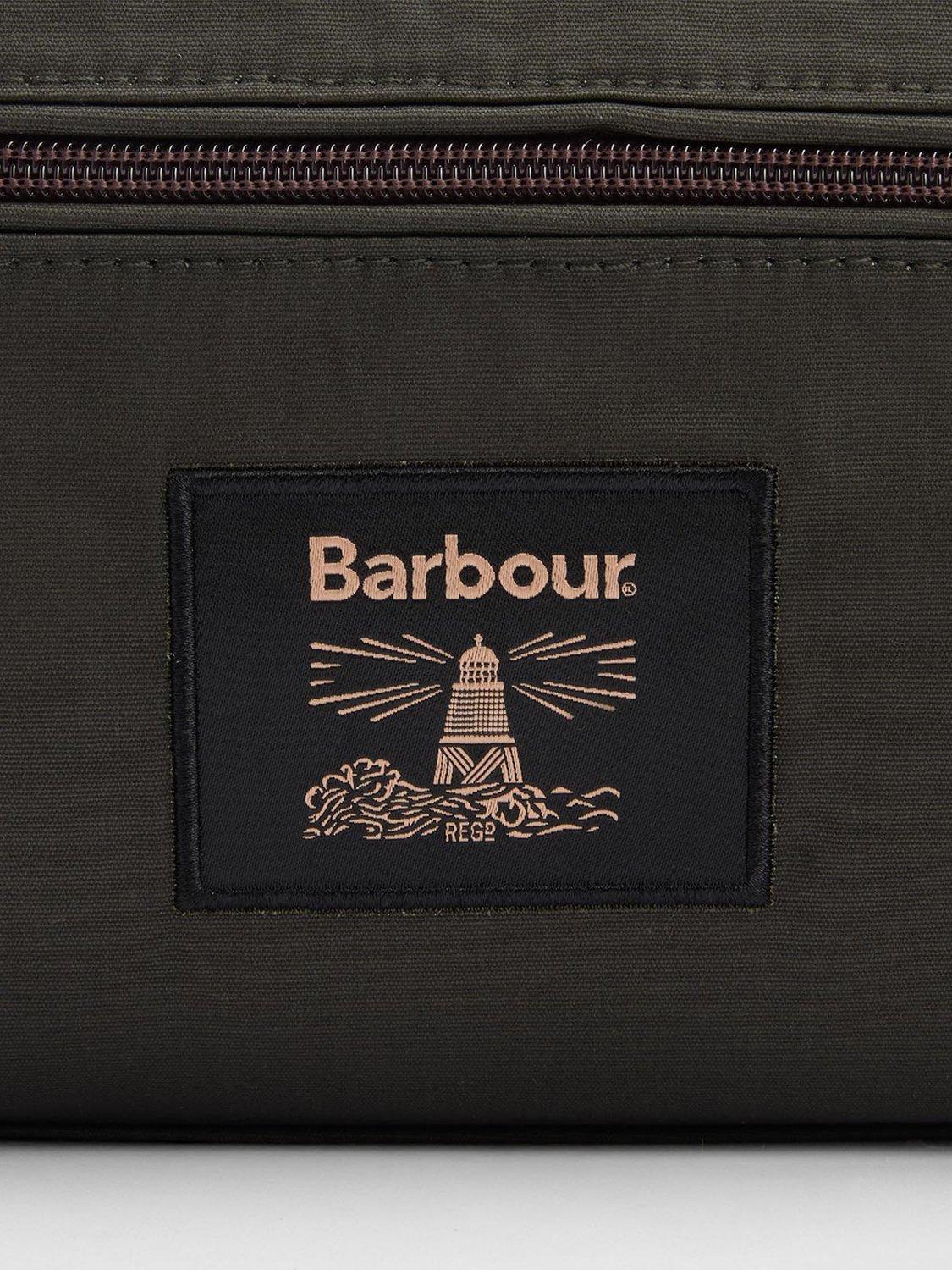 Barbour Waxed Cotton Wash Bag, Olive