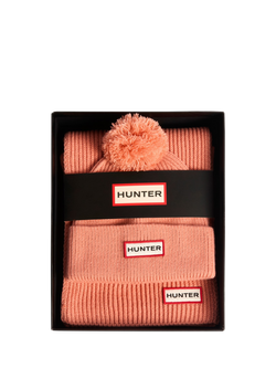 Hunter Arrinay Ribbed Pom Beanie & Scarf Box Set, Terracotta