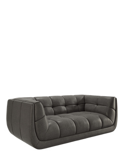 At The Helm Leo Large 2 Seater Leather Sofa, Advent Gorge Gry