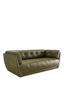 At The Helm Theo Large 3 Seater Leather Sofa, Desert Cacti