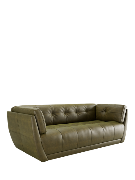 At The Helm Theo Large 3 Seater Leather Sofa, Desert Cacti