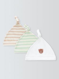 John Lewis Baby Teddy Hats, Pack of 3, Multi, Multi
