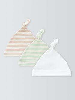 John Lewis Baby Teddy Hats, Pack of 3, Multi - view 2, Multi
