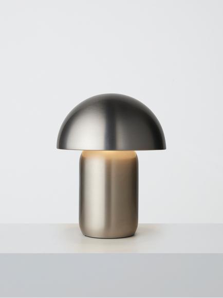 John Lewis Mushroom Rechargeable Portable Dimmable Table Lamp, Brushed Chrome