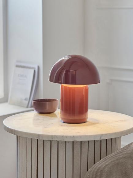 John Lewis Mushroom Rechargeable Portable Dimmable Table Lamp - view 2, Gloss Burgundy