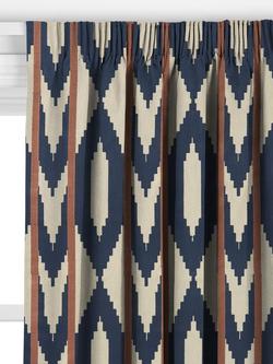 John Lewis Paz Made to Measure Curtains or Roman Blind, Blue/Natural - view 2, Blue/Natural