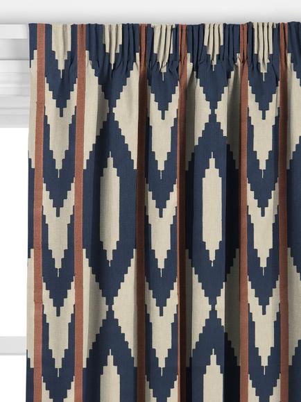 John Lewis Paz Made to Measure Curtains or Roman Blind, Blue/Natural - view 2, Blue/Natural
