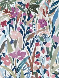 John Lewis Penelope Floral Made to Measure Curtains or Roman Blind, Dusty Mauve, Dusty Mauve