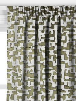 John Lewis Serena Abstract Velvet Made to Measure Curtains or Roman Blind, Green - view 2, Green
