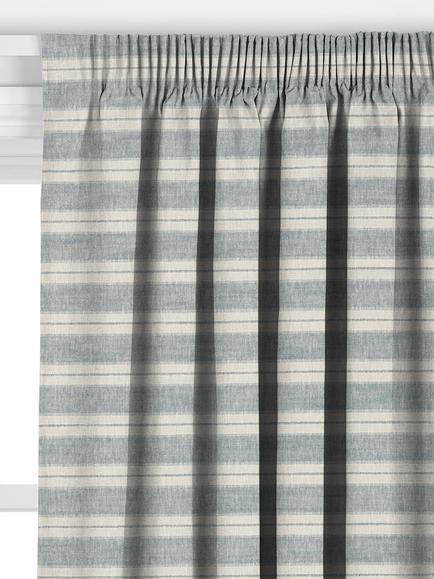 John Lewis Whitby Stripe Made to Measure Curtains or Roman Blind, Bluestone - view 2, Bluestone