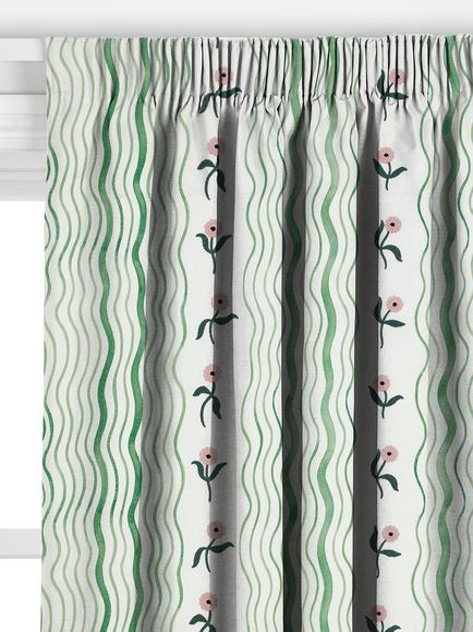 John Lewis x Anine Cecilie Iversen Ribbon Fable Made to Measure Curtains or Roman Blind, Juniper - view 2, Juniper