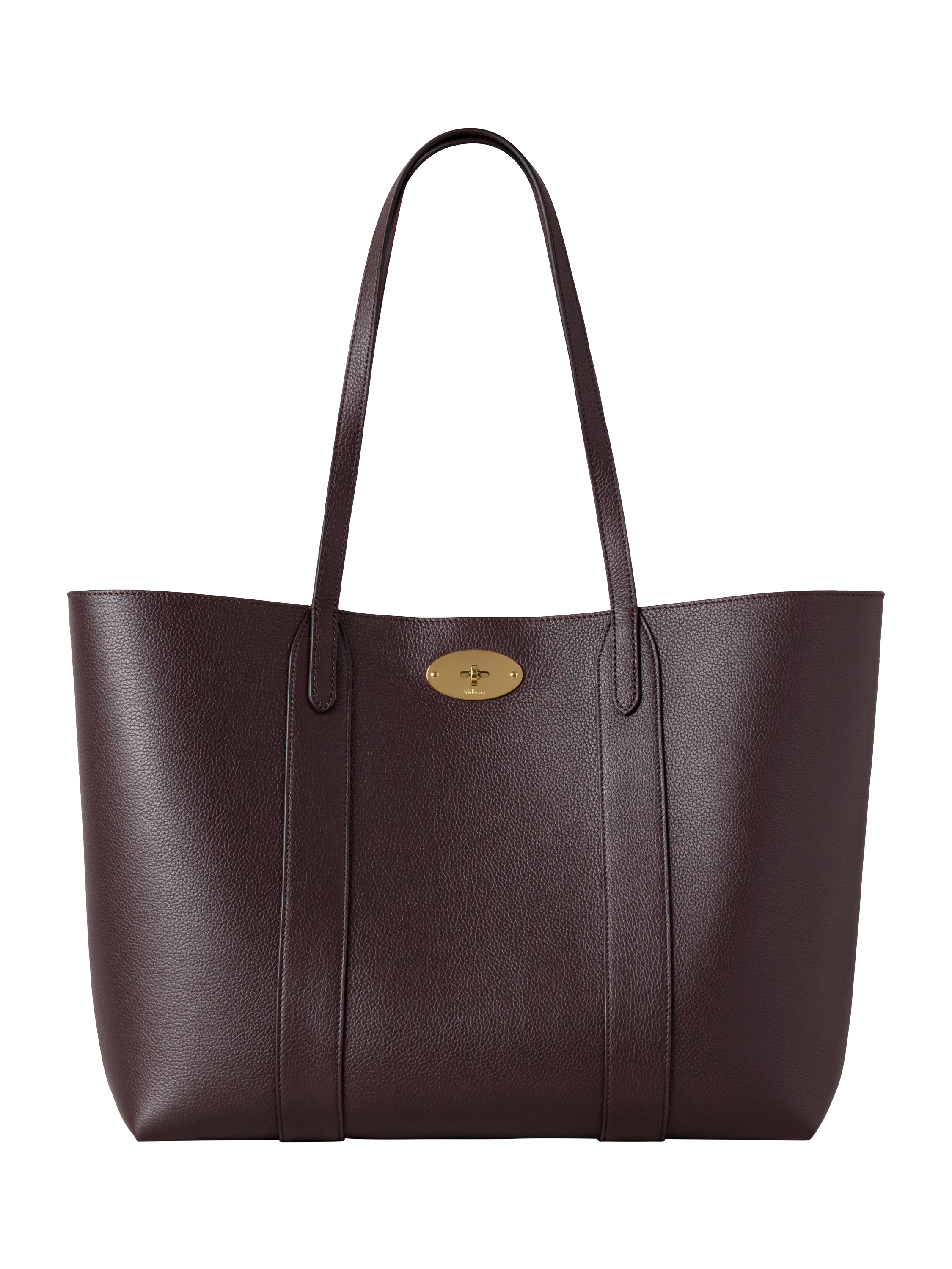 Product image 1 of 5, which shows Mulberry Bayswater Small Classic Grain Leather Tote Bag, Ebony