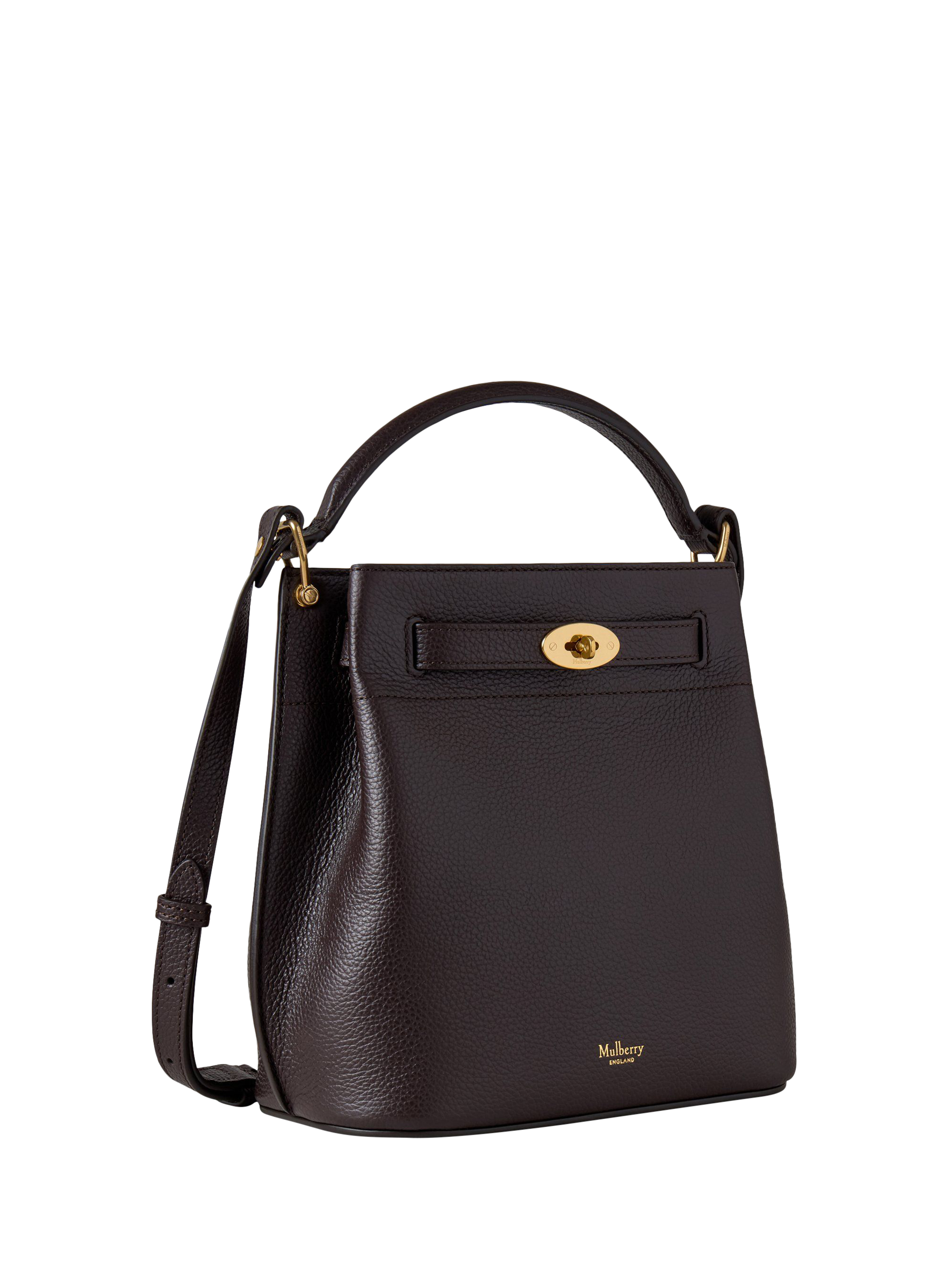 Product image 4 of 6, which shows Mulberry Islington Small Classic Grain Leather Bucket Bag, Ebony