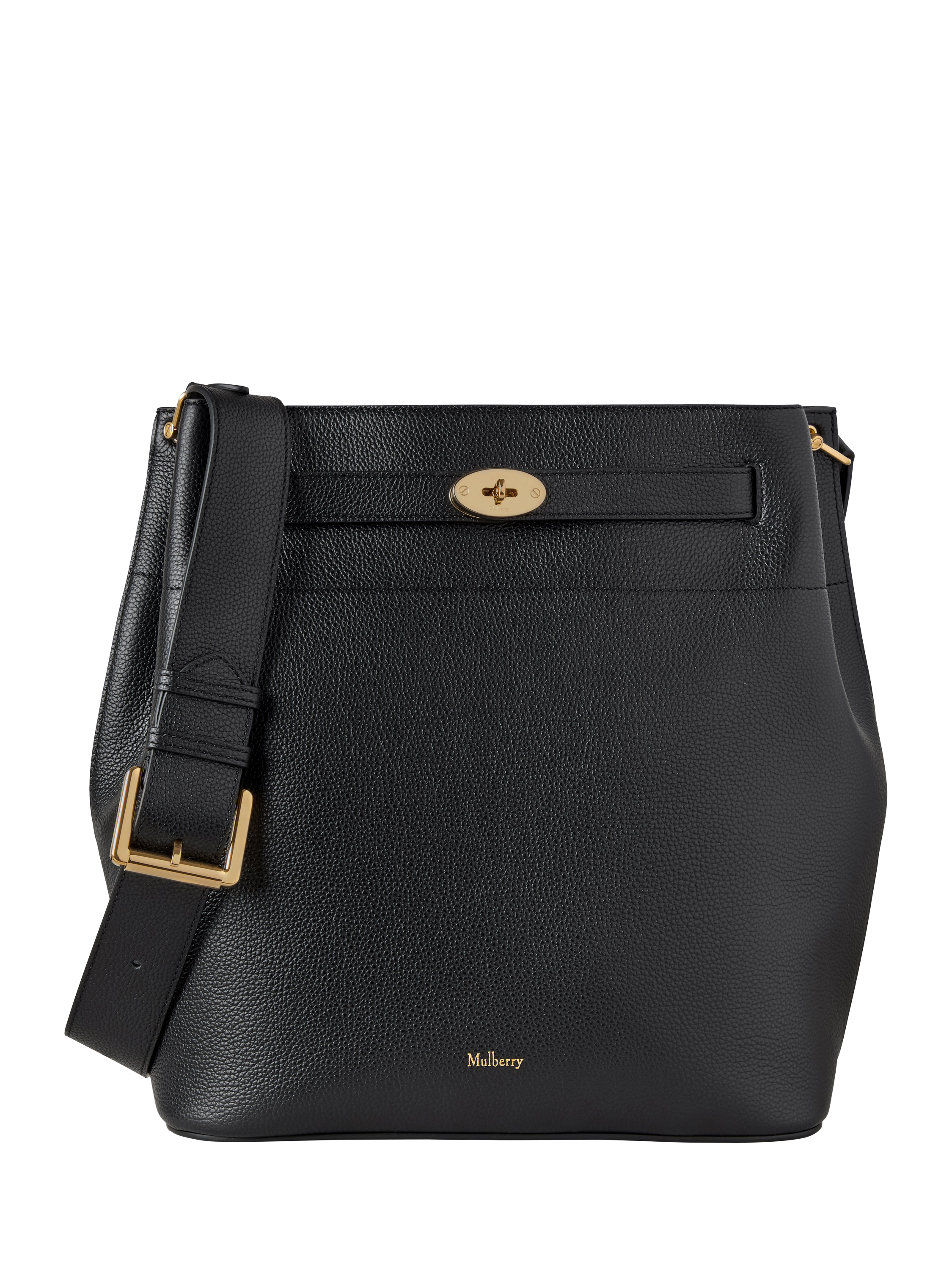 Product image 1 of 6, which shows Mulberry Large Islington Leather Bucket Bag, Black