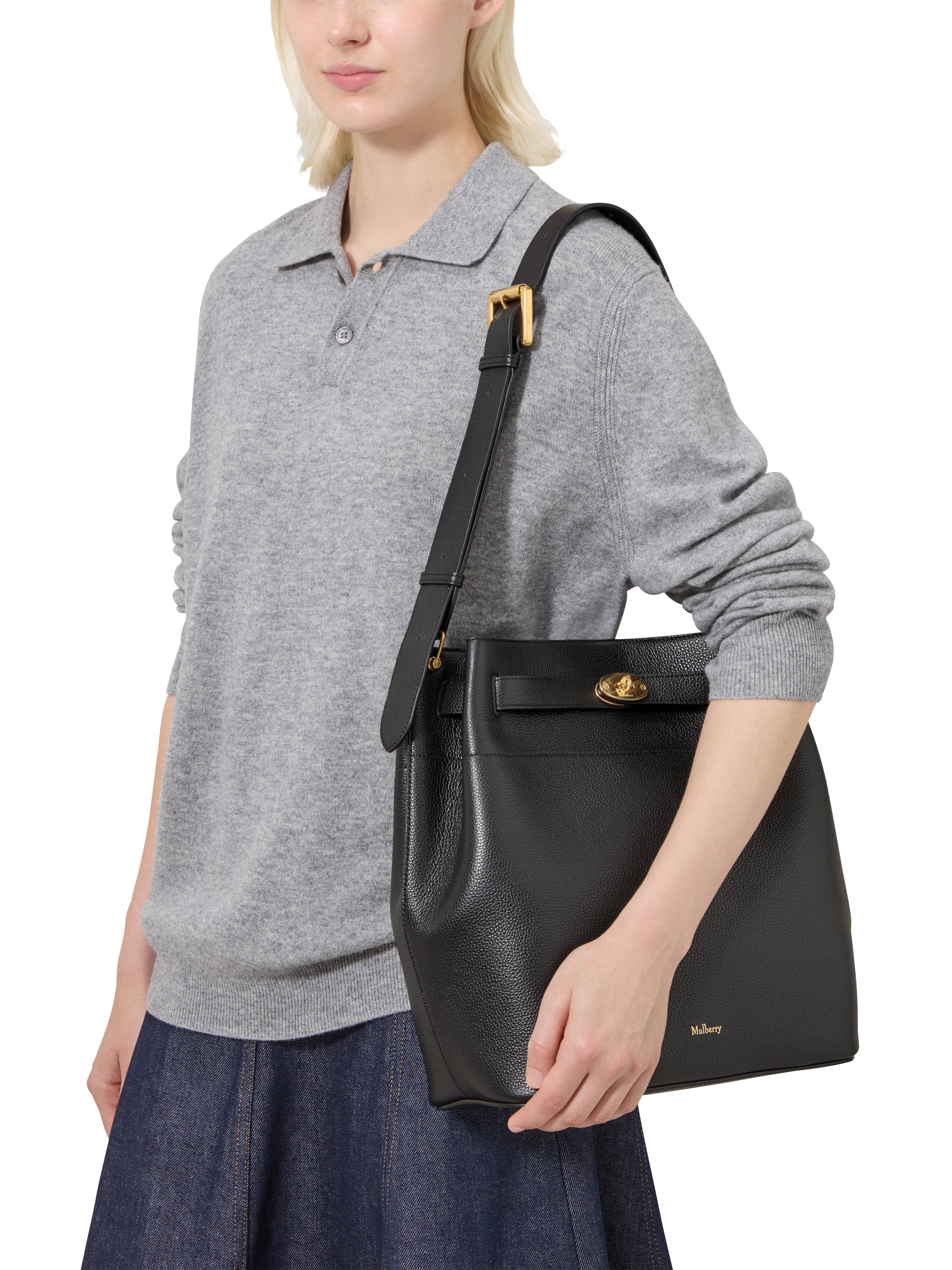 Product image 2 of 6, which shows Mulberry Large Islington Leather Bucket Bag, Black