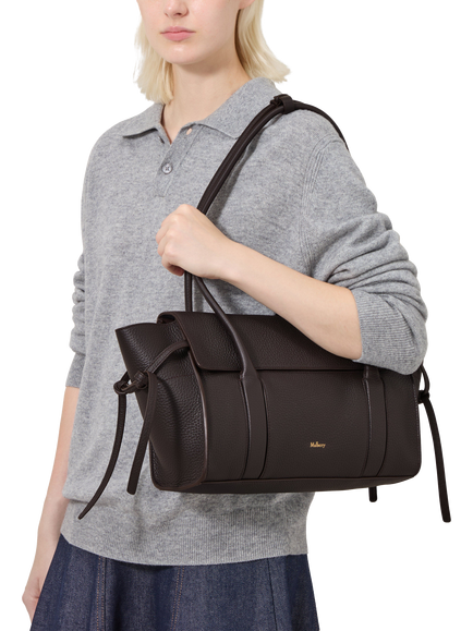 Mulberry Small Bayswater Leather Handbag, Ebony - view 2, Ebony
