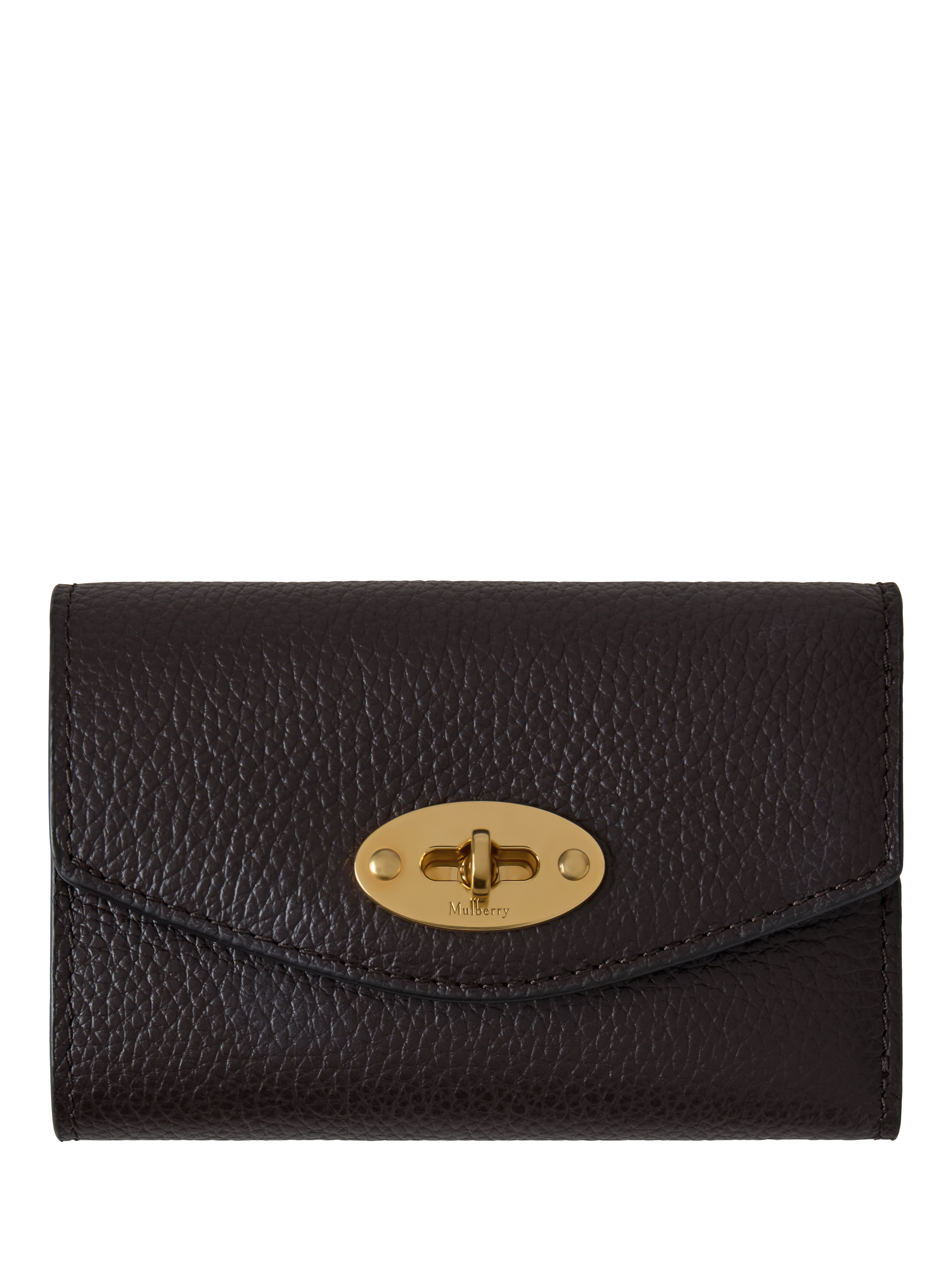 Product image 1 of 3, which shows Mulberry Darley Small Classic Grain Leather Folded Multi-Card Wallet, Ebony