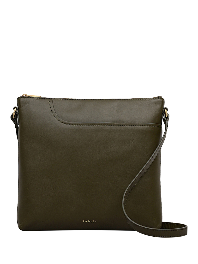Product image 1 of 6, which shows Radley Pockets Leather Large Crossbody Bag, Pine Needle