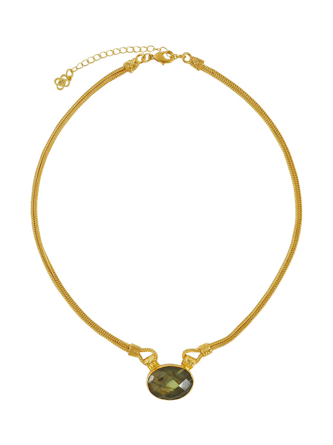 Product image 1 of 5, which shows Ottoman Hands Daphne Labradorite Chain Necklace, Gold/Grey