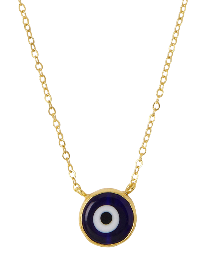 Product image 1 of 4, which shows Ottoman Hands Nazar Evil Eye Necklace, Gold