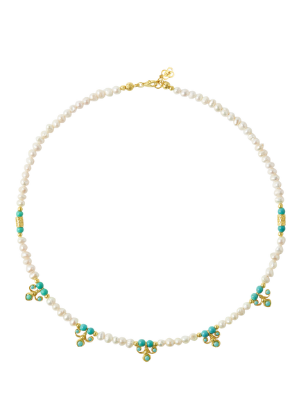 Ottoman Hands Amelie Beaded Pearl Necklace, Gold, Gold