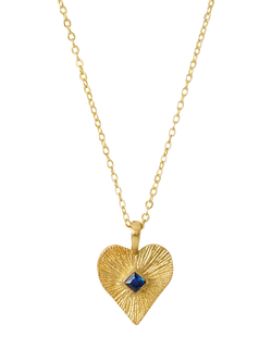 Ottoman Hands Crystal Heart Necklace, Gold, Gold
