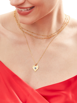 Ottoman Hands Crystal Heart Necklace, Gold - view 2, Gold