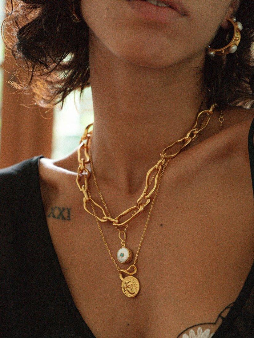 Product image 3 of 6, which shows Ottoman Hands Etta Link Chain Necklace, Gold