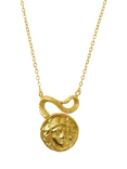 Ottoman Hands Goddess Gorgon Medusa Necklace, Gold