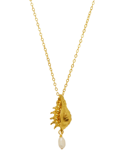 Ottoman Hands Kai Seashell Pearl Pendant Necklace, Gold, Gold